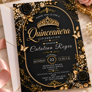Elegante Smaragdgrüne Quinceañera Einladung