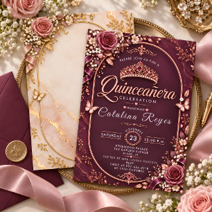 Elegante Smaragdgrüne Quinceañera Einladung