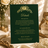 Elegante Smaragdgrüne Regency-Hochzeits-Detailkart