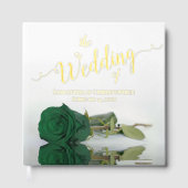 Elegante Smaragdgrüne Rose Große Hochzeitsreise Gästebuch (Vorderseite)