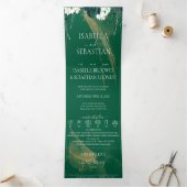 Elegante smaragdgrüne Rose in einer Hochzeit. Dreifach Gefaltete Einladung (Innenseite)