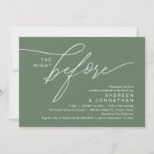 Elegante Smaragdgrüne Skript Hochzeitsprobe Dinner Einladung (Vorderseite)