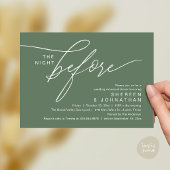 Elegante Smaragdgrüne Skript Hochzeitsprobe Dinner Einladung