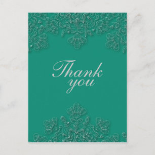 Elegante smaragdgrüne Wirbel Hochzeit danke Postkarte