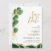 Elegante Smarald and Gold Agate Eukalyptus Wedding Save The Date (Vorderseite)