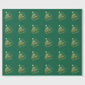 Elegante Smarald Green Gold Foil Weihnachtsbaum Geschenkpapier (Flach)