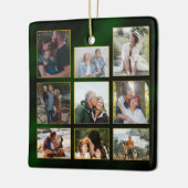 Elegante Smarald Green Gold Frames Foto Weihnachte Keramikornament (Links)