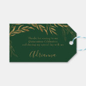 Elegante Smarald Green und Gold Leaf Gefallen Geschenkanhänger (Vorderseite (Horizontal))