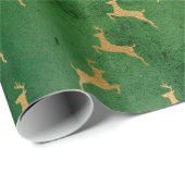 Elegante Smarald Green und Gold Rentier Weihnachte Geschenkpapier (Rolleneckpunkt)