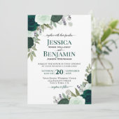 Elegante Smarald & Sage Green Rose Boho Wedding Einladung (Stehend Vorderseite)
