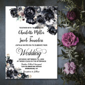 Elegante Smokey Black Floral Wedding Einladung