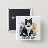 Elegante Smoking-Katze Button (Vorne & Hinten)