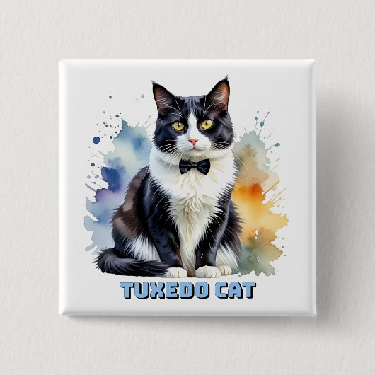 Elegante Smoking-Katze Button (Vorderseite)