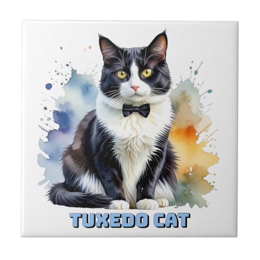 Elegante Smoking-Katze Fliese (Vorderseite)