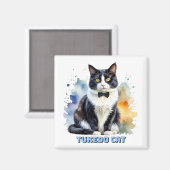 Elegante Smoking-Katze Magnet (Vorderseite/Rückseite)
