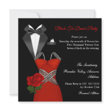 Elegante Smoking-Rote Rose-Schwarze-Tie-Dress-Aben