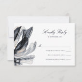 Elegante Smoky Blume Deep Navy Hochzeit RSVP Karte (Vorderseite)