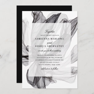 Elegante Smoky Floral Black and White Wedding Einladung