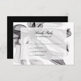 Elegante Smoky Floral Black and White Wedding RSVP Karte