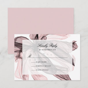 Elegante Smoky Floral Dusty Rose Rosa Hochzeit RSVP Karte