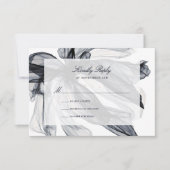 Elegante Smoky Floral Navy Hochzeit RSVP Karte (Vorderseite)