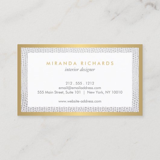 Elegante Snakeskin Print for Interior Designer Visitenkarte (Rückseite)