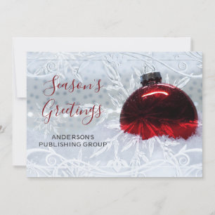 Elegante Snow Scene Red Ornament Company Feiertagskarte