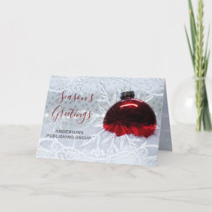Elegante Snow Scene Red Ornament Company Holiday Feiertagskarte