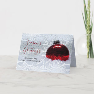 Elegante Snow Scene Red Ornament Company Holiday Feiertagskarte