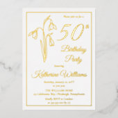 Elegante Snowdrops 50. Geburtstagsparty gestempelt Folieneinladung (Vorderseite)