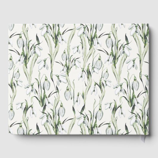 Elegante Snowdrops Wasserfarbenhochzeit Gästebuch (Rückseite)