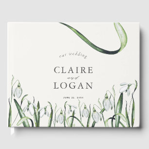 Elegante Snowdrops Wasserfarbenhochzeit Gästebuch