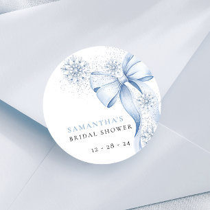 Elegante Snowflake Blue Bow Brautparty Stickers