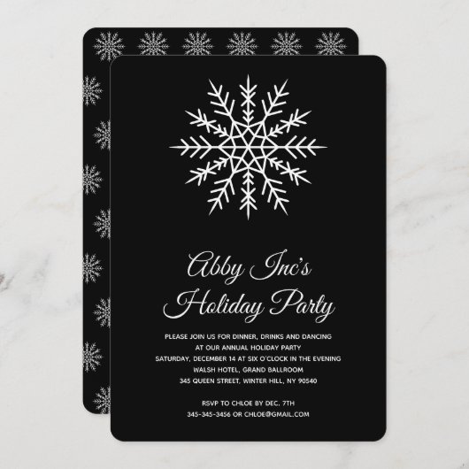 Elegante Snowflake Corporate Holiday Party Einladung (Vorne/Hinten)