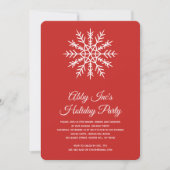 Elegante Snowflake Corporate Red Holiday Party Einladung (Vorderseite)