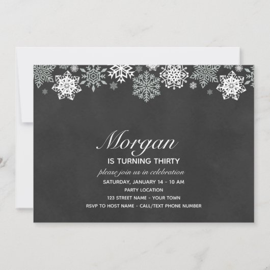 Elegante Snowflake Einladung zum Geburtstag (Vorderseite)