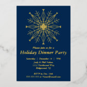 Elegante Snowflake Feiertage Folieneinladung (Vorderseite)