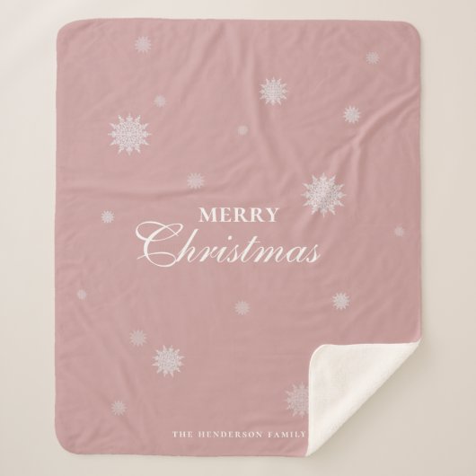 Elegante Snowflake | Frohe Weihnachten | Benutzerd Sherpadecke (Vorderseite)