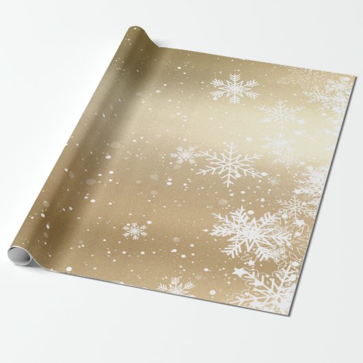 Elegante Snowflake Gold Holiday Geschenkpapier (Ungerollt)