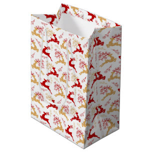 Elegante Snowflake Gold Rote Rentier Weihnachten Mittlere Geschenktüte
