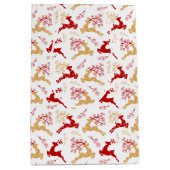 Elegante Snowflake Gold Rote Rentier Weihnachten Mittlere Geschenktüte (Vorderseite)