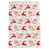 Elegante Snowflake Gold Rote Rentier Weihnachten Mittlere Geschenktüte (Rückseite)