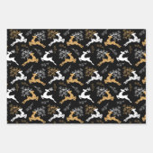 Elegante Snowflake Gold Weißer Rentier Weihnachten Geschenkpapier Set (Vorderseite 3)