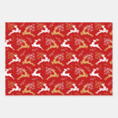 Elegante Snowflake Gold Weißer Rentier Weihnachten Geschenkpapier Set (Vorderseite)