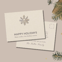 Elegante Snowflake Happy Holidays Postkarte