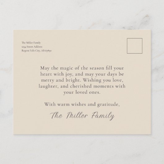 Elegante Snowflake Happy Holidays Postkarte (Rückseite)