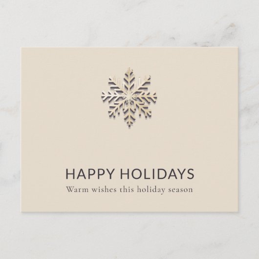 Elegante Snowflake Happy Holidays Postkarte (Vorderseite)