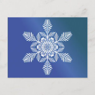 Elegante Snowflake in Deep Blue Sky Feiertagspostkarte