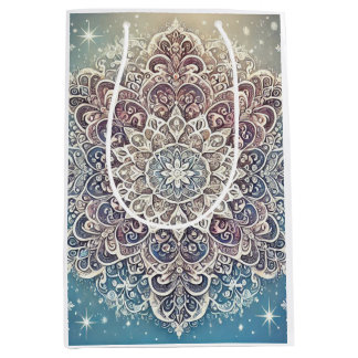 Elegante Snowflake Mandala in Frosty Hues Mittlere Geschenktüte