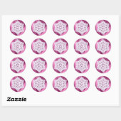 Elegante Snowflake Pink Girly Weihnachten Runder Aufkleber (Blatt)